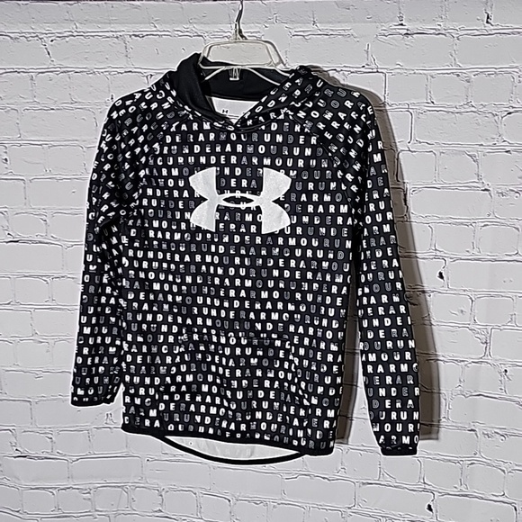 Under Armour Other - Under Armour girls hoodie metallic logo sz large black and white sweatshirt K31